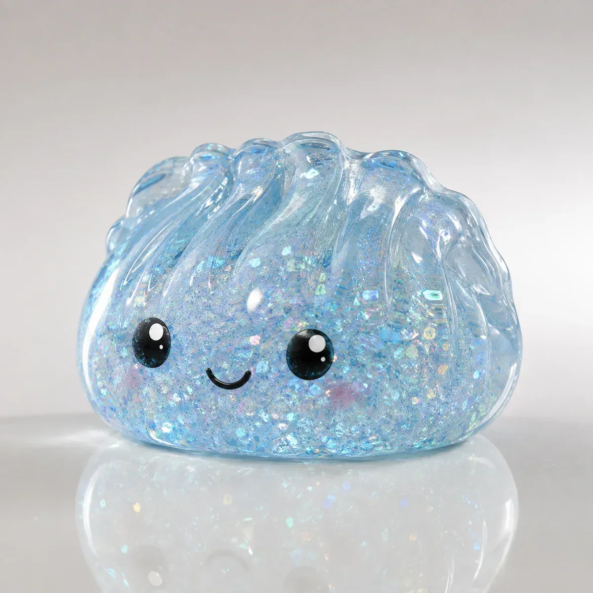 Calm Blue Glitter Dumpling squishy — Transparent Crystal, Dumpling Squishy family, wholesale from factory Calm Blue Glitter Dumpling squishy — Transparent Crystal, Dumpling Squishy family, wholesale from factory