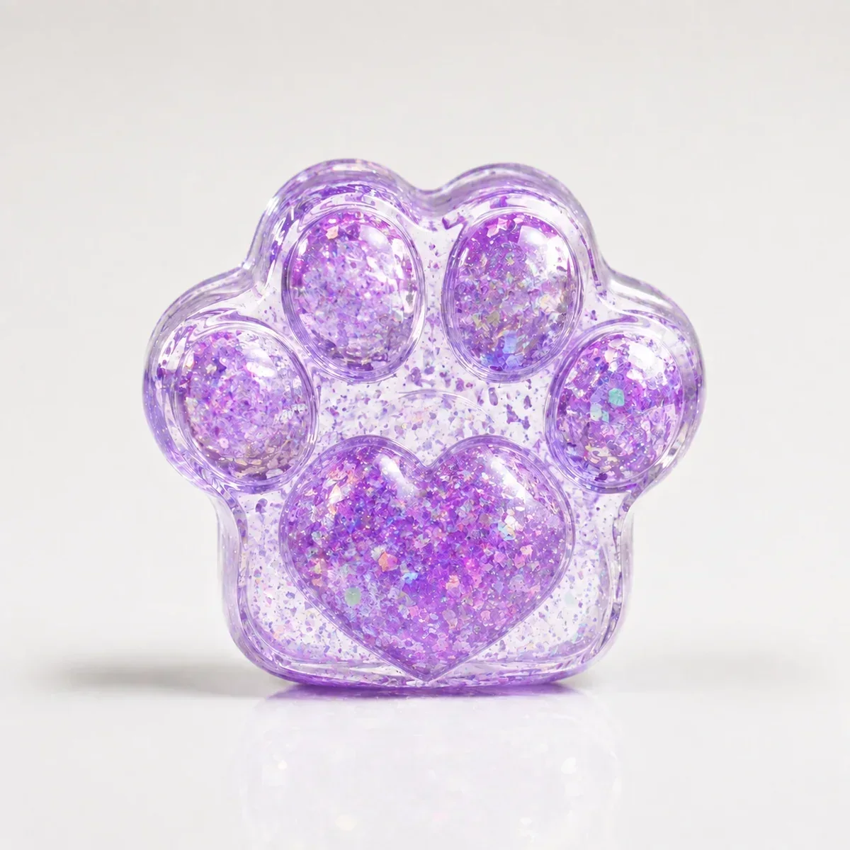 Clear Purple Heart Cat Paw squishy — Transparent Crystal, Cat Paw Squishy family, wholesale from factory Clear Purple Heart Cat Paw squishy — Transparent Crystal, Cat Paw Squishy family, wholesale from factory