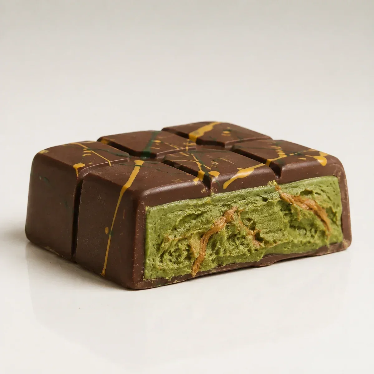 Golden Grid Dubai Chocolate squishy — Slow-Rise PU Foam, Food & Bakery Squishy family, wholesale from factory Golden Grid Dubai Chocolate squishy — Slow-Rise PU Foam, Food & Bakery Squishy family, wholesale from factory
