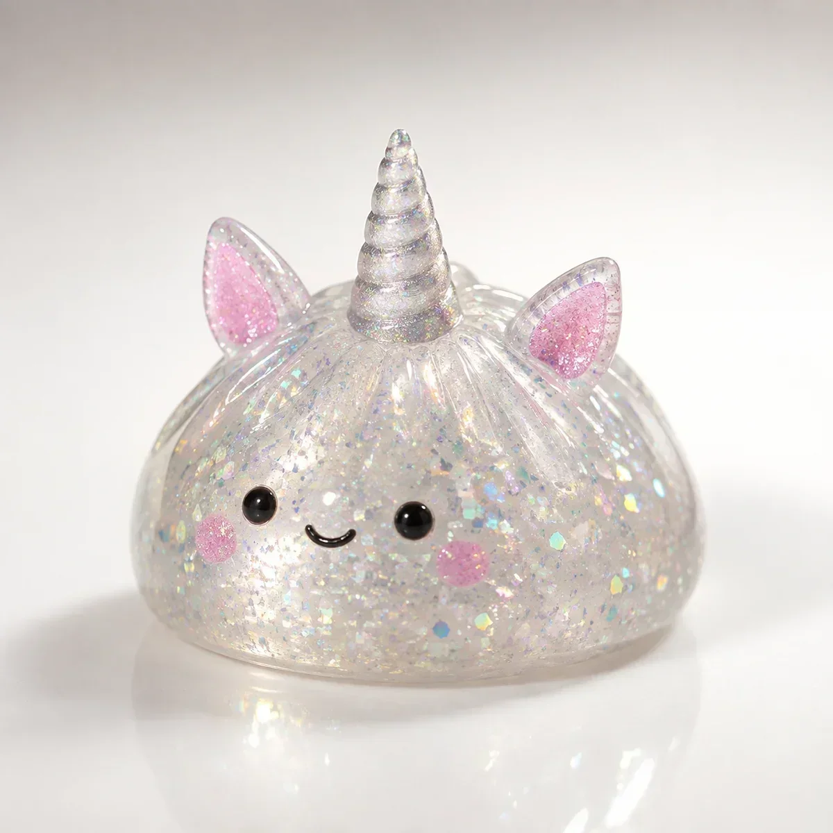 Stardust White Unicorn Sparkle Dumpling squishy — Transparent Crystal, Dumpling Squishy family, wholesale from factory Stardust White Unicorn Sparkle Dumpling squishy — Transparent Crystal, Dumpling Squishy family, wholesale from factory